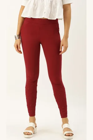 Soch Women Maroon Regular Fit Emroidered Regular Trousers
