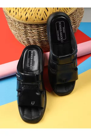 Red Chief Men Black Leather Sandals