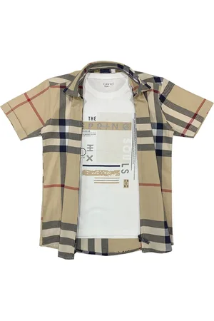 CAVIO Boys Beige Checked Casual Shirt