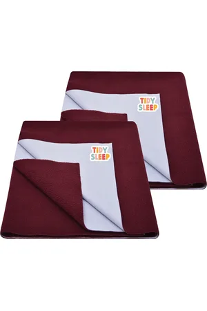 TIDY SLEEP Kids Set Of 2 Maroon Water Proof Mattress Protector