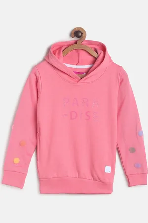 TALES & STORIES Girls Pink Printed Hooded Sweatshirt