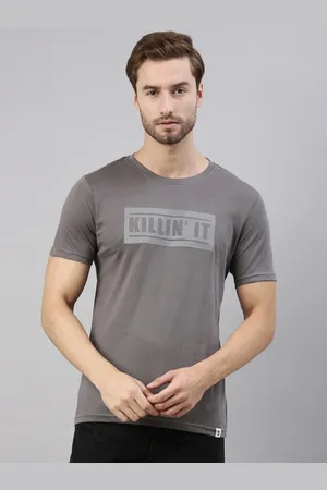 Joven Men Grey Printed Pure Cotton T-Shirt