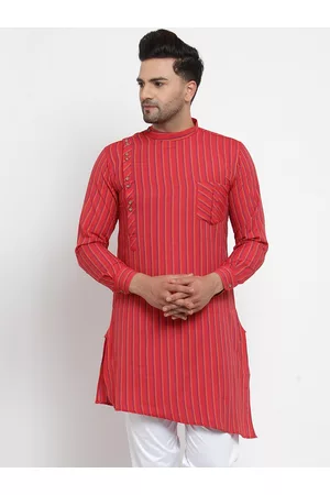 KLOTTHE Men Red Thread Work Kurta