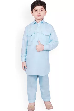 SG Boys Blue Solid Kurta with Pyjamas