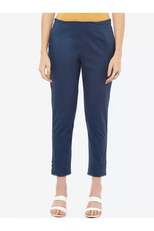 Rangriti Women Navy Blue Slim Fit Trousers