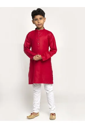 Kraft Boys Red & White Cotton Kurta with Pyjamas