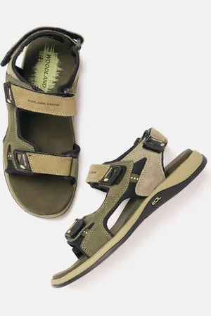 Woodland Men Olive Green & Camel Brown Colourblocked Sports Sandals
