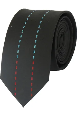 Alvaro Castagnino Men Black & Red Woven Design Skinny Tie