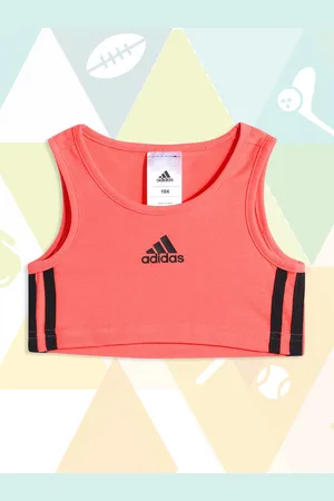 adidas Coral Pink Brand Logo Printed Tank Crop Top