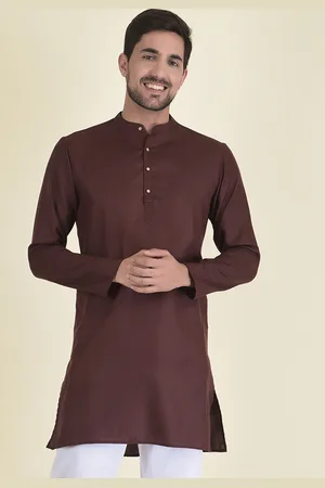 DEYANN Men Brown Solid Pure Cotton Kurta with Trousers