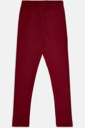 Pantaloons Girls Maroon Solid Pure Cotton Leggings