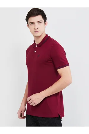 Max Collection Men Maroon Solid Mandarin Collar T-shirt