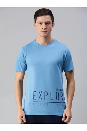Wildcraft Men Blue Typography Printed T-shirt