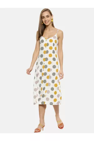 Campus Women White Printed A-Line Dress