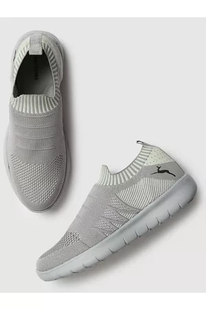 Marc Loire Women Green & Grey Woven Design Slip-On Sneakers
