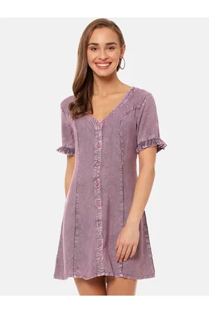 Campus Women Purple Solid A-Line Dress