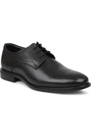Inc 5 Men Black Solid Leather Formal Derbys