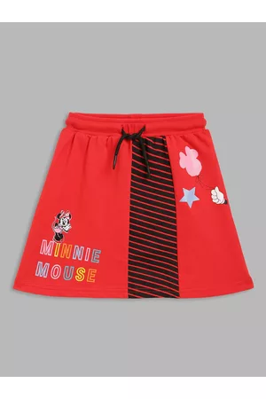 Blue Giraffe Girls Red Minnie Mouse Solid Cotton Mini Skirt