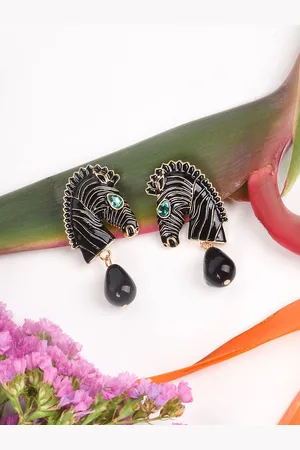 Joker & Witch Black Contemporary Studs Earrings