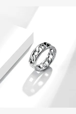Yellow Chimes Men Silver-Toned Stainless Steel Chain Pattern Finger Ring