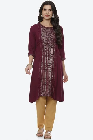 Rangriti Women Maroon Viscose Rayon Maxi Top