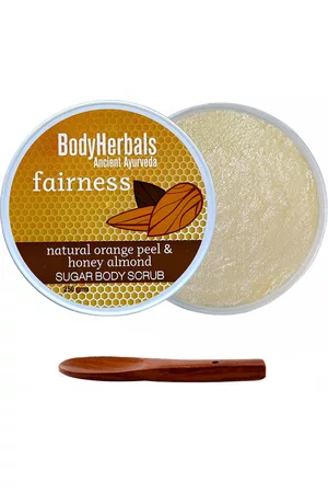 BodyHerbals Exfoliating Sugar Body Scrub with Orange + Honey & Spoon - 250 g