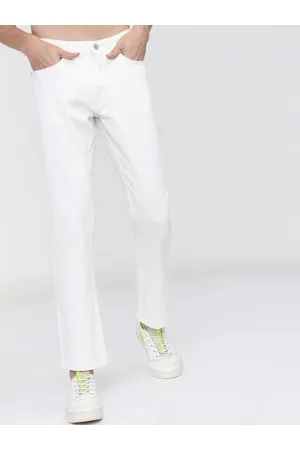 LocoMotive Men White Straight Fit Stretchable Jeans