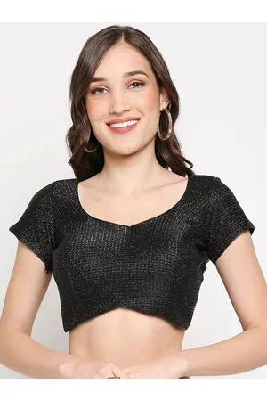 SALWAR STUDIO Black Embellished Readymade Saree Blouse