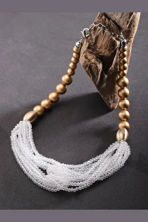 Jewels Galaxy Gold-Plated Beaded Multi-Stranded Necklace