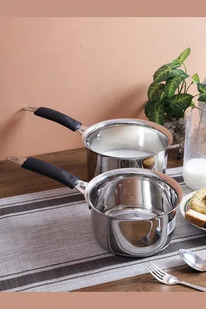 AURUM Set Of 2 Silver-Toned Stainless Steel Stew Pan