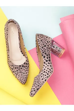 SHEZONE Women Peach-Coloured Printed Pumps