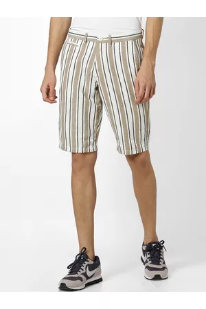 Celio Men Brown Striped Regular Fit Regular Shorts