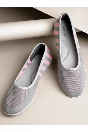 Marc Loire Women Grey & Pink Striped Slip-On Sneakers