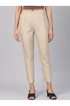 Juniper Women Beige Urban Slim Slim Fit Solid Regular Trousers