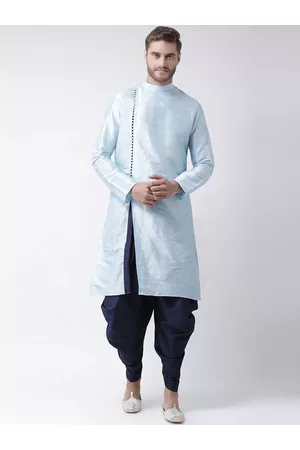 DEYANN Men Blue Solid Kurta with Dhoti Pants