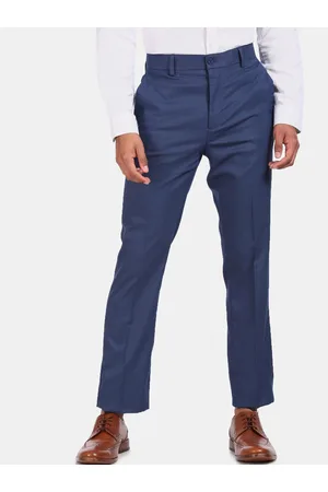 Buy Excalibur Men Grey Mid Rise Textured Formal Trousers - NNNOW.com