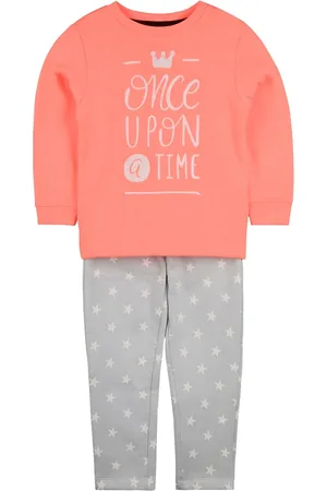 Cherry Crumble Unisex Kids Coral Orange & Grey Printed Clothing Set