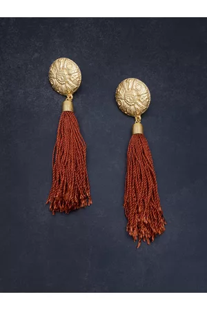 Golden Peacock Gold-Toned & Rust Contemporary Drop Earrings