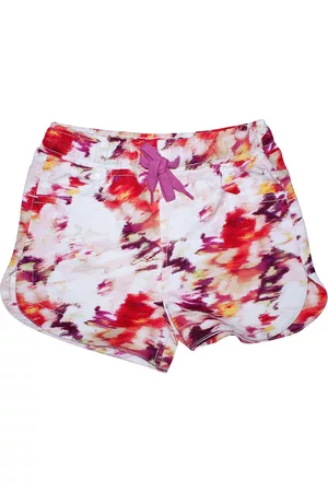 KiddoPanti Girls Red Floral Printed Shorts