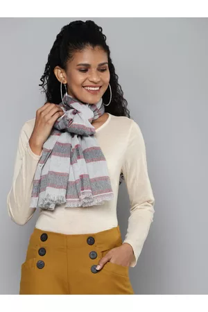 Sassafras Women Grey & Red Printed Stole