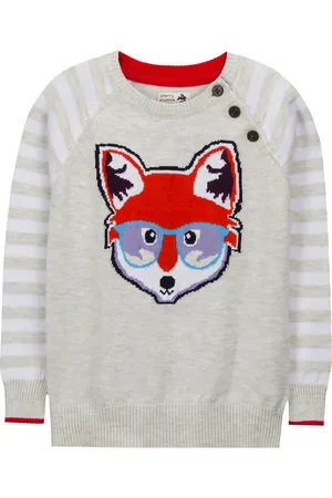 Cherry Crumble Girls Grey & Red Animal Graphics Printed Pullover