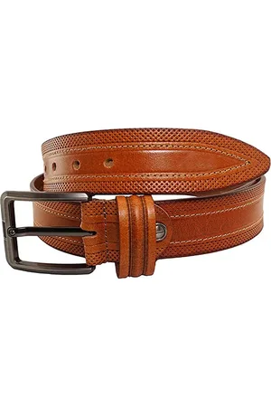 STYLE SHOES Men Tan Textured Leather Belts