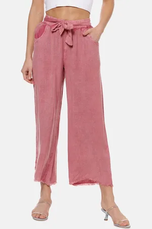 Campus Women Pink Flared Solid Peg Trousers