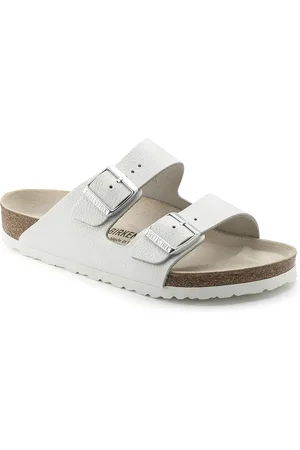 Birkenstock Unisex White Arizona Natural Leather Narrow Width Sandals