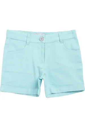 Fabindia Girls Turquoise Blue Denim Shorts