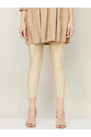 Lifestyle Women Gold-Coloured Solid Ankle Length Leggings