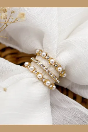 Joker & Witch Gold Plated White Pearl & Stone Studded Finger Ring