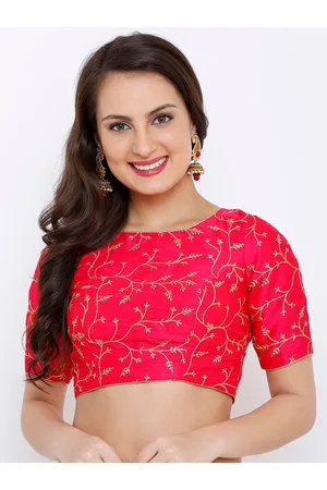 SALWAR STUDIO Women Pink Embroidered Readymade Saree Blouse