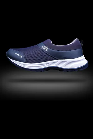 ASIAN Men Navy Blue Woven Design Slip-On Sneakers