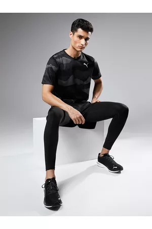 PUMA Men Black & Olive Green Camouflage Print AOP dryCELL Training T-shirt